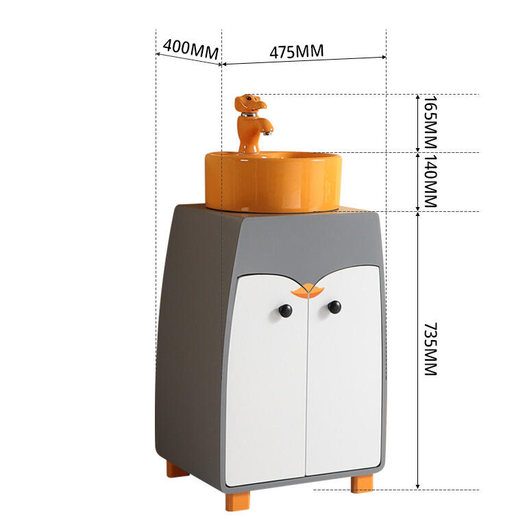 single sink free standing penguin cartoon color bathroom vanity cabinet with mirror supplier