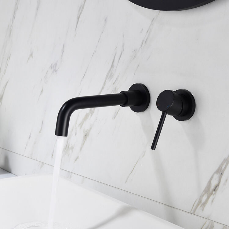 black bathroom hidden faucets brass single hole hot and cold water mixer for wash basin details