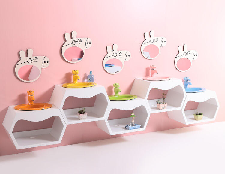 kindergarten kids fittings color cartoon small wall hanging bathroom vanity with sink details