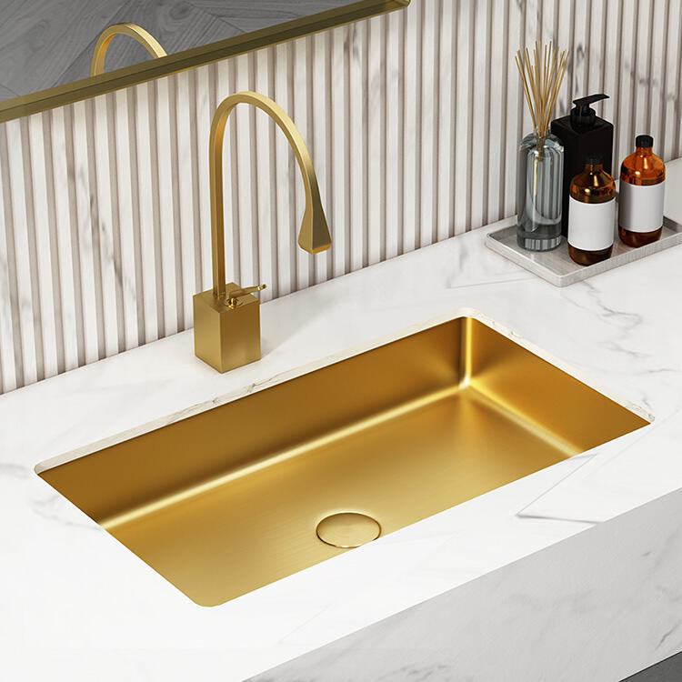 Factory Luxury Handmade Golden Sink Bathroom Stainless Steel SS304 Undermount Sinks Art Basins factory