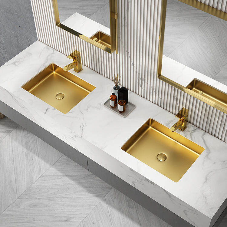 Factory Direct Luxury Golden Undercounter Sink Bathroom Stainless Steel SUS304 Undermount Sinks Basins details