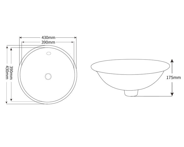 OEM CUPC CE High Quality Bathroom Round Undermount Sink Ceramic Undercounter Basin manufacture