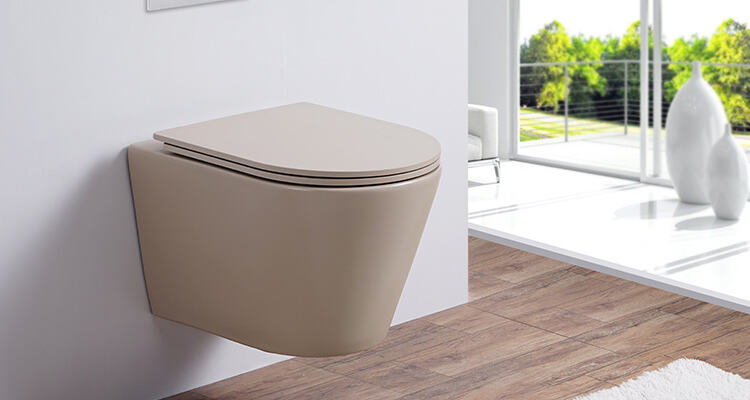 Matte khait bathroom sanitary ware ceramic wall hung toilet water space saving toilet factory