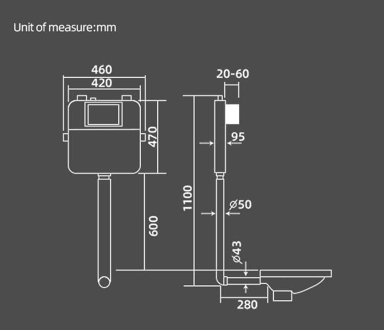 YINGJIE Watermark Bathroom In-Wall Brass Valve HDPE Flushing Water Tank Concealed Cistern Sanitary Ware for Squat Toilet WC Pan manufacture