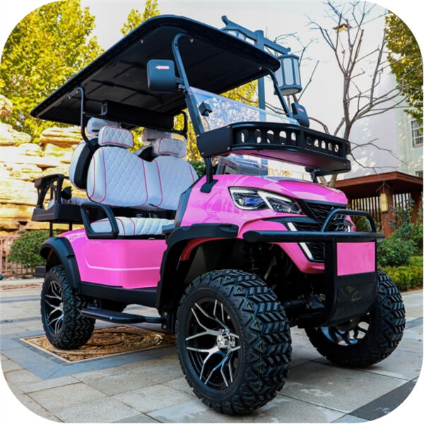 Le chariot de golf rose