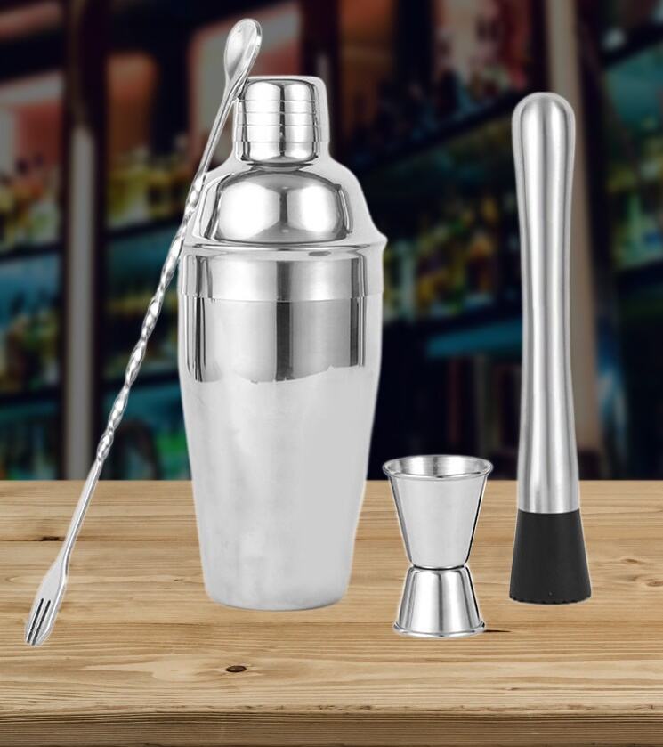 Wholesale 4 Piece Custom Size Stainless Steel Bartender Kit Cocktail Shaker Bar Tools Set factory