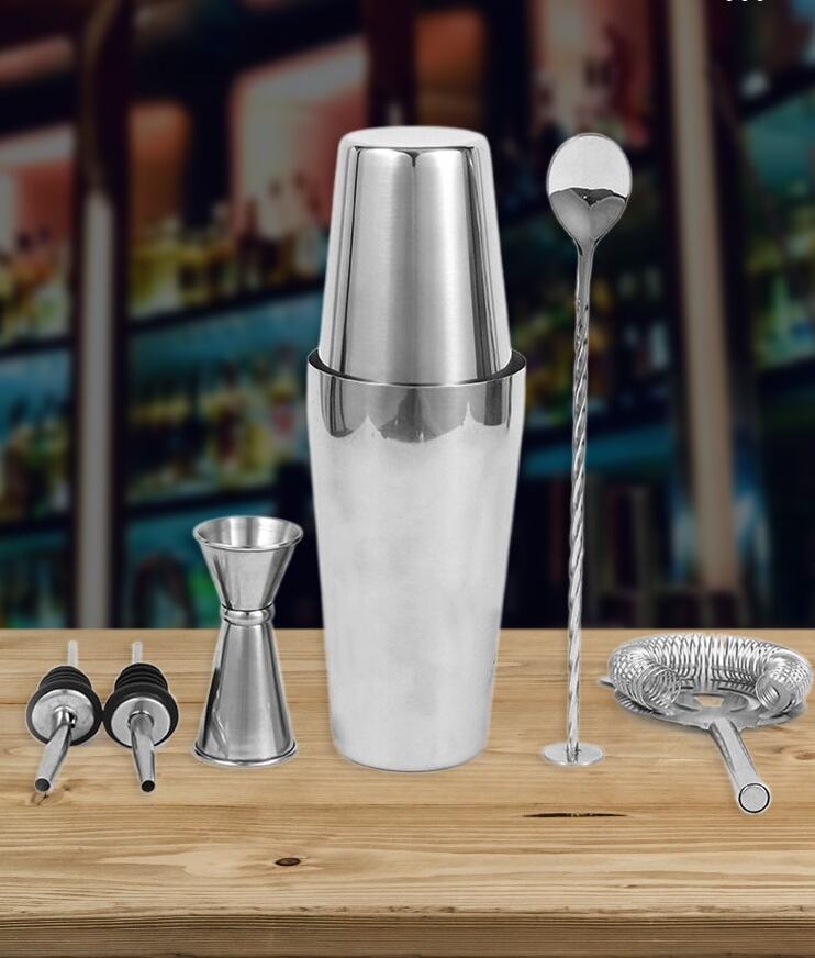 New Style High Quality Customizable 6 Piece Stainless Steel Cocktail Shaker Bar Set factory