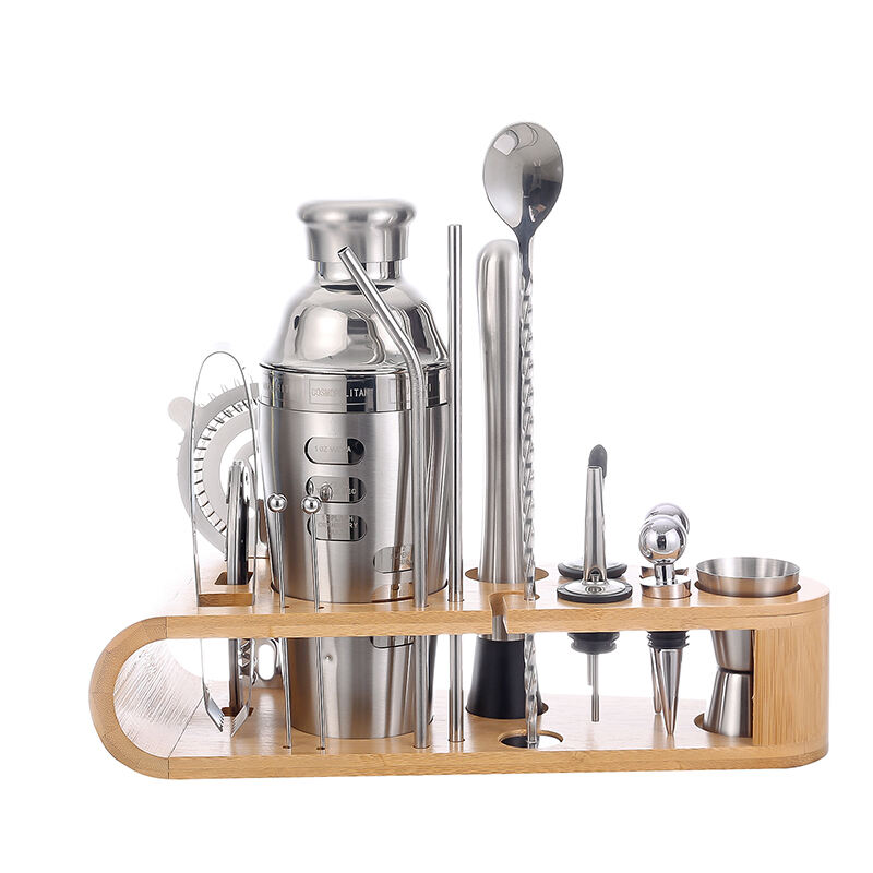 700ML Professional Multi-function Bartending Set Bamboo Wood Stand Kit Bartender Barware for Bar Party details