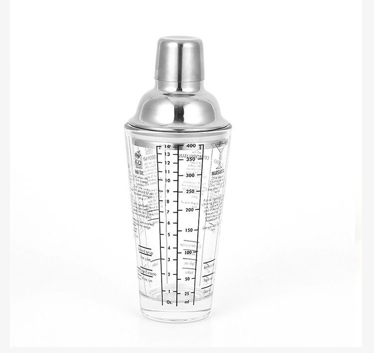 New Style High Quality Customizable 400ML Bar Tools Stainless Steel Top Glass Shaker factory