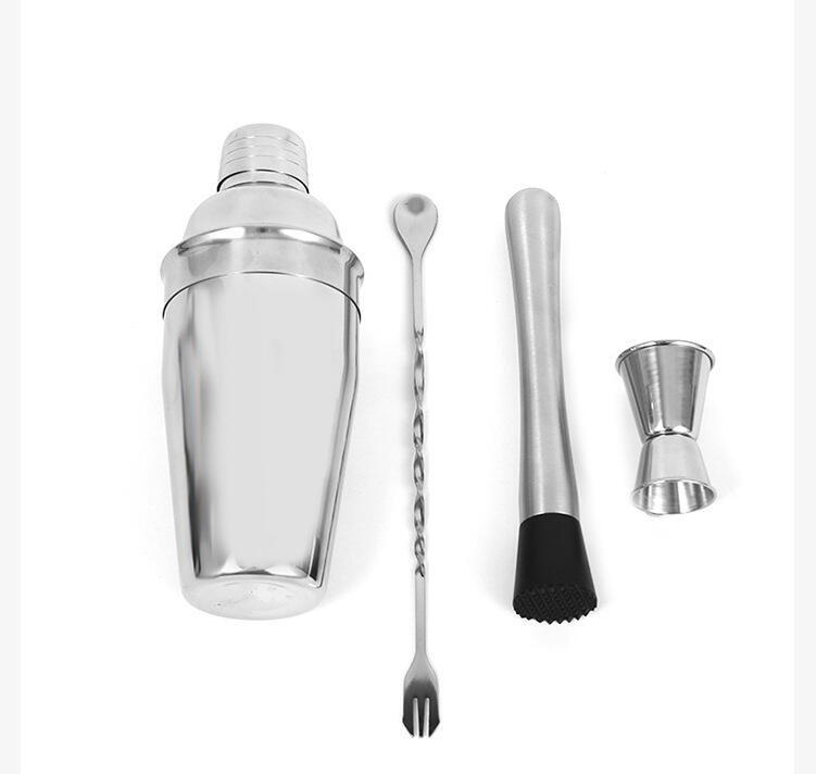 Wholesale 4 Piece Custom Size Stainless Steel Bartender Kit Cocktail Shaker Bar Tools Set details