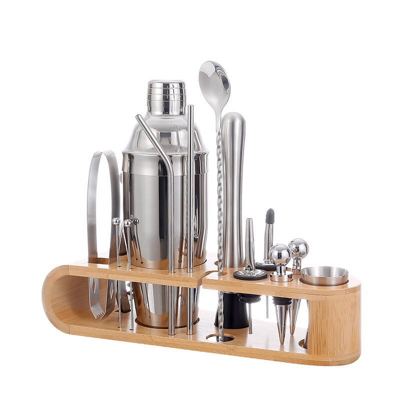 Factory Direct Sales Bartender Kit 750ML Stainless Steel Cocktail Shaker Barware Set with Stand factory