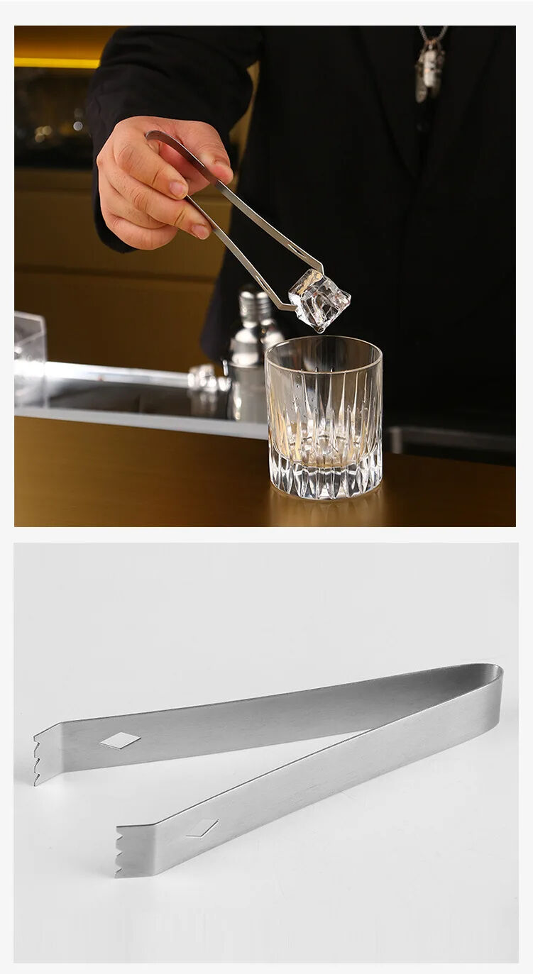 Multi-functional Customizable Logo Stainless Steel Mini Ice Tongs for Bar and Party supplier