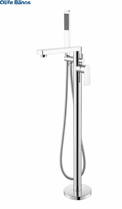 Luxurious Brushed Gold Finish Floor Stand Tub and Shower Mixer Tap Freestanding Bathtub Faucet Set with Handheld Shower supplier