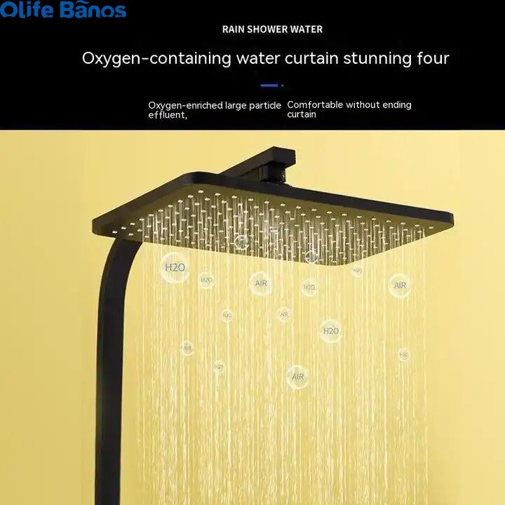 Olife Banos Bathroom Shower System Senducs Black Gold Bathtub Mixer Faucet Hot Cold Bathroom Tap Thermostatic Shower Set manufacture