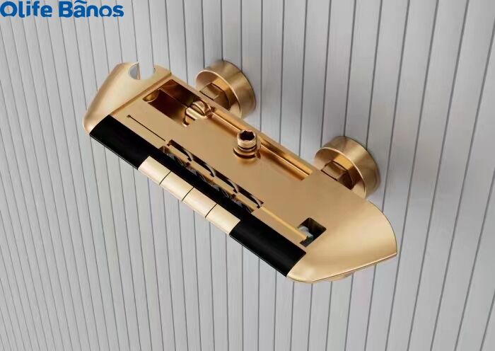 Tiktok New Trend Gold  Luxury Wall Mount Gun Grey Piano Key Digital Display Led Thermostatic Brass Hot and Cold Bath Shower Set factory