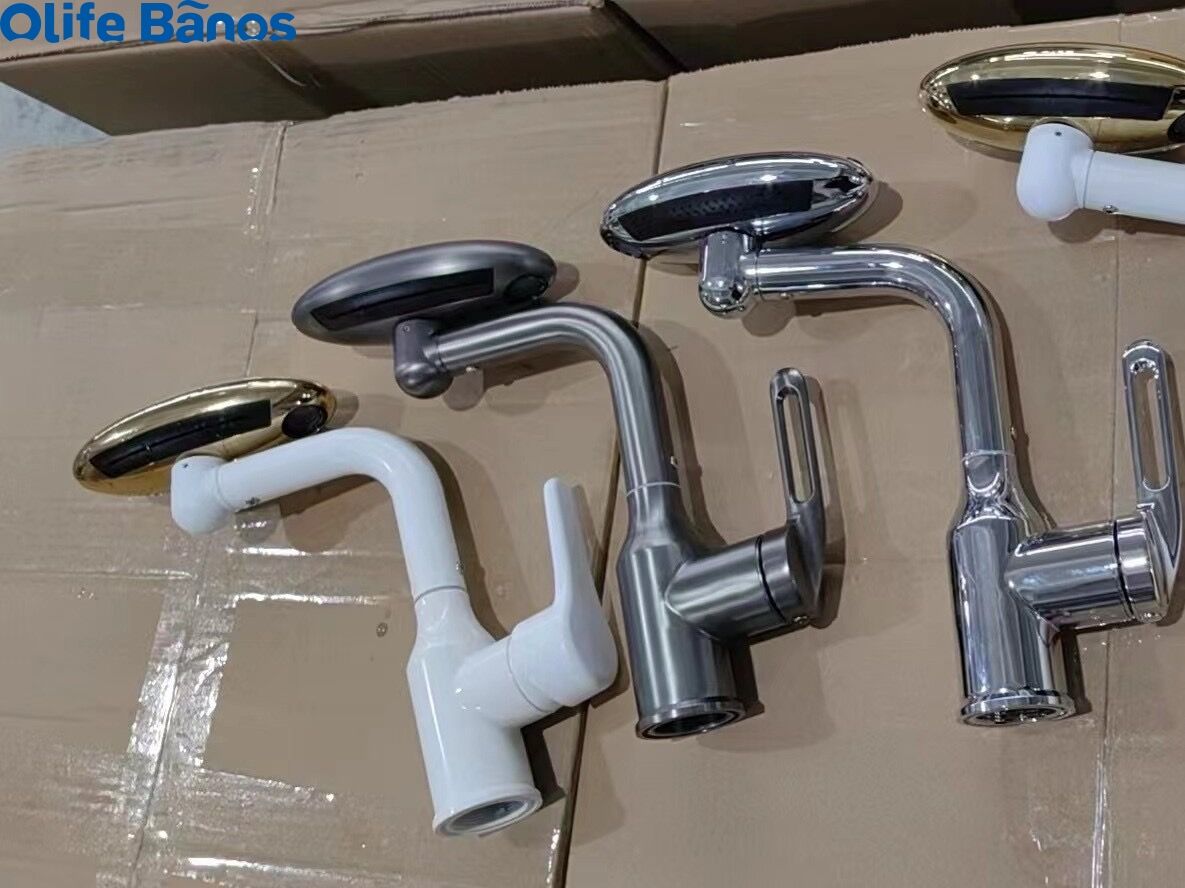 2024 Latest Design Silver Gold Deck Mounted Bathroom Hot and Cold Taps Four Modes Waterfall Faucet Universal Mixer Faucet Grifo details