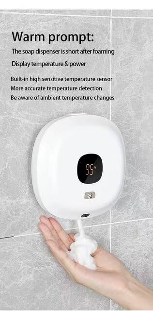 Multifunctional Wall Mounted Automatic Soap Dispenser Infrared Sensor LED Digital Display Foam Soap Dispenser USB Rechargeable manufacture