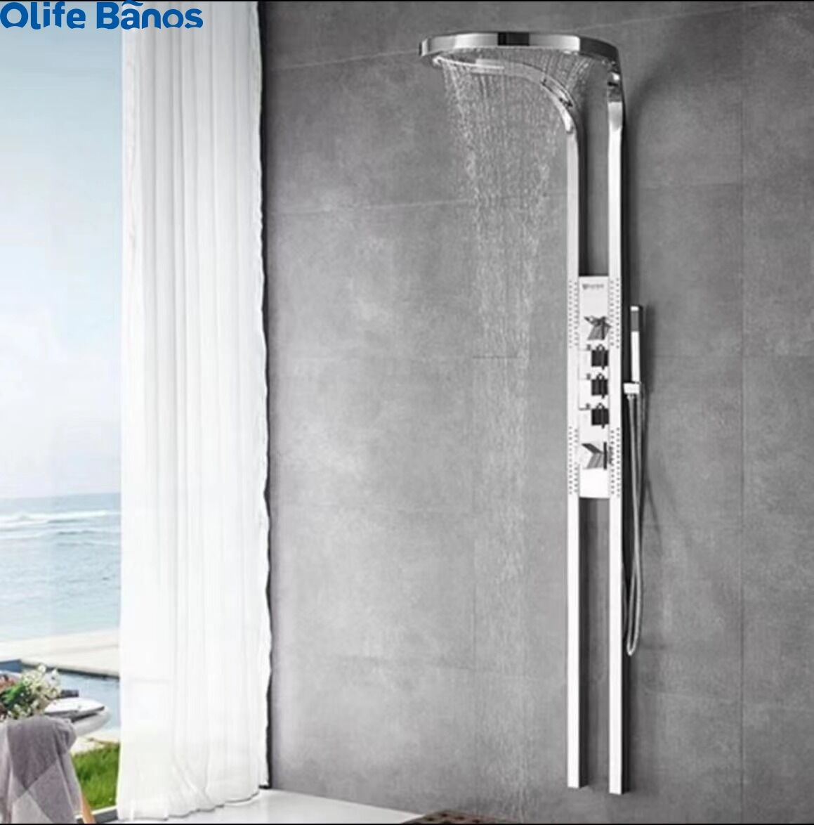 Olife Banos Black Silver Multifunction Rainfalll Piano Key Hot And Cold Sprinkler Massage Shower Head Sets System Panel manufacture