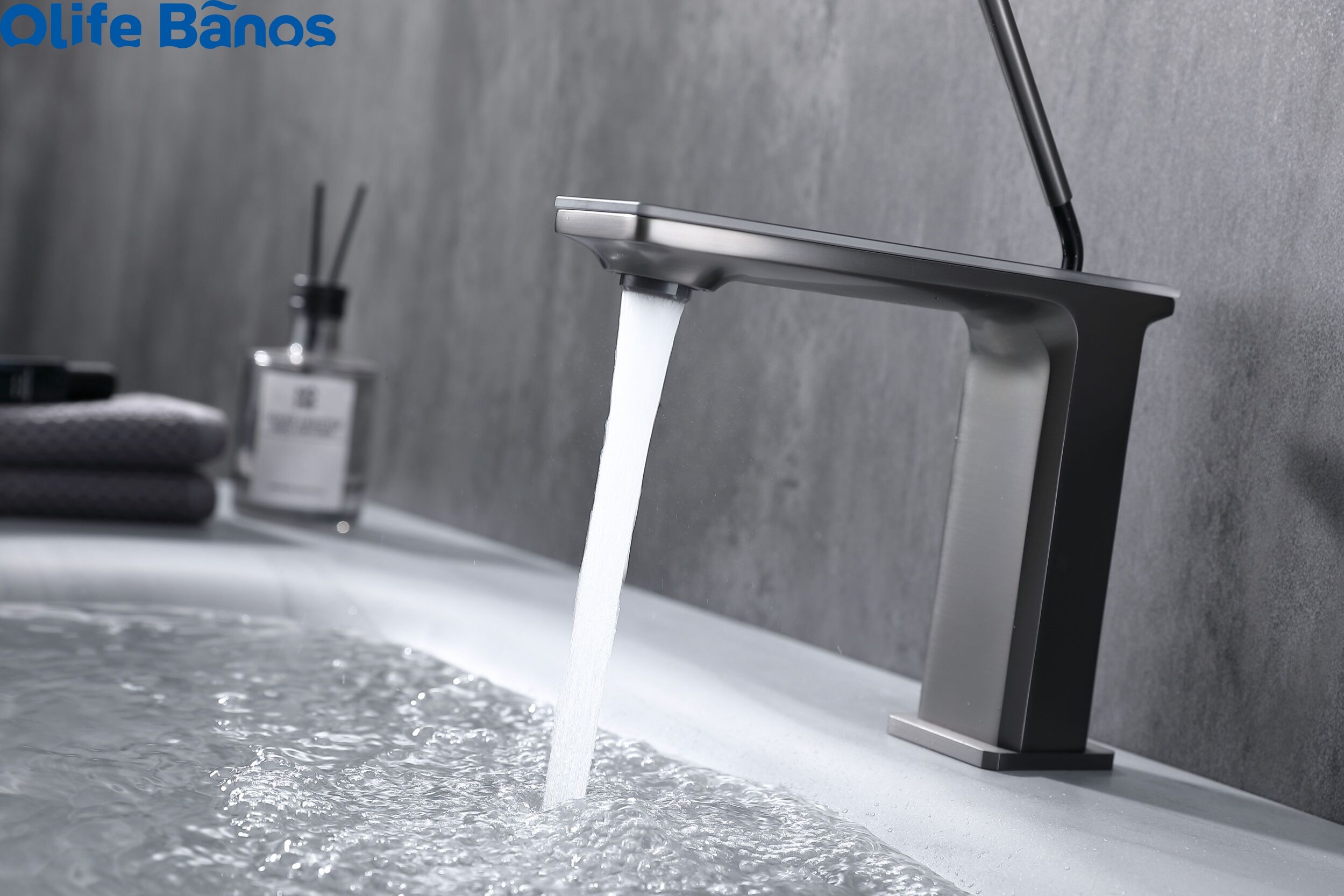 High Quality White  Black Brass Sintered Stone  Water-saving Deck Mounted  Bathroom Faucet details