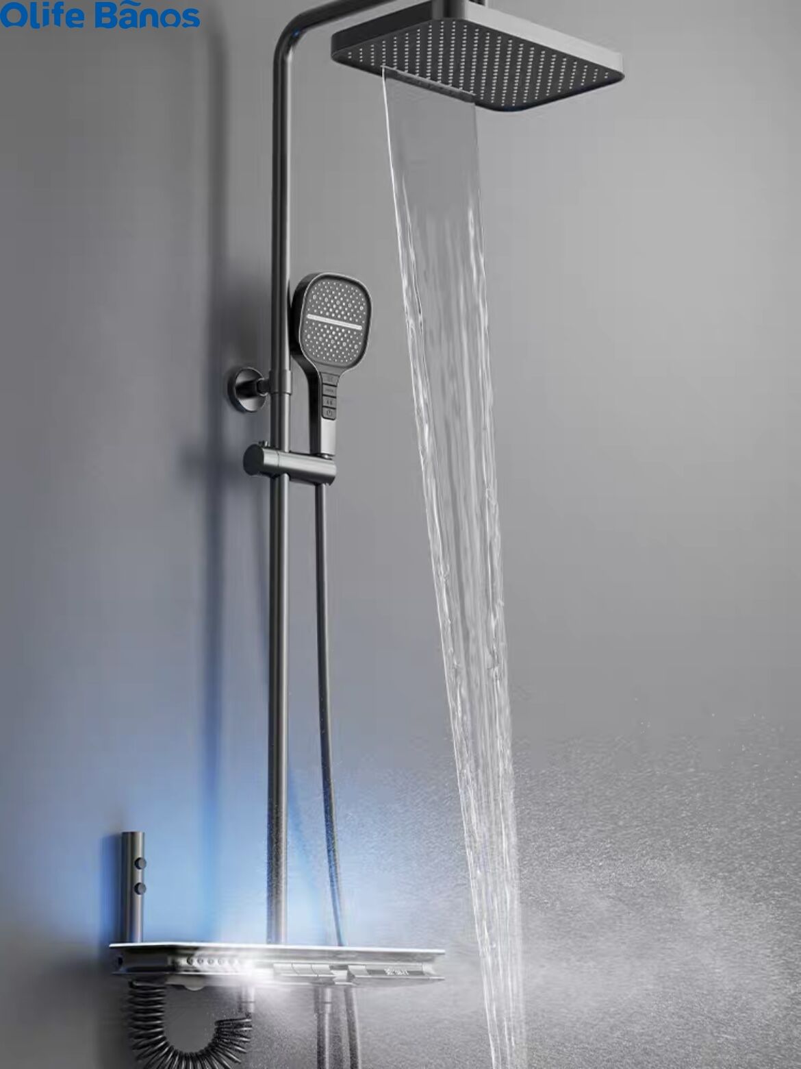 Gun Gray Piano Thermostatic Shower Faucet Intelligent Full Screen Massage Digital Display 6-way Multi-function Shower Set System factory