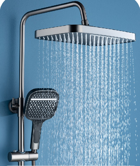 Gunmetal White Color Piano Key Thermostatic Shower Faucet  Massage Digital Display 4-way Multi-function Shower Set System manufacture