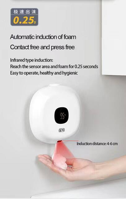 Multifunctional Wall Mounted Automatic Soap Dispenser Infrared Sensor LED Digital Display Foam Soap Dispenser USB Rechargeable supplier