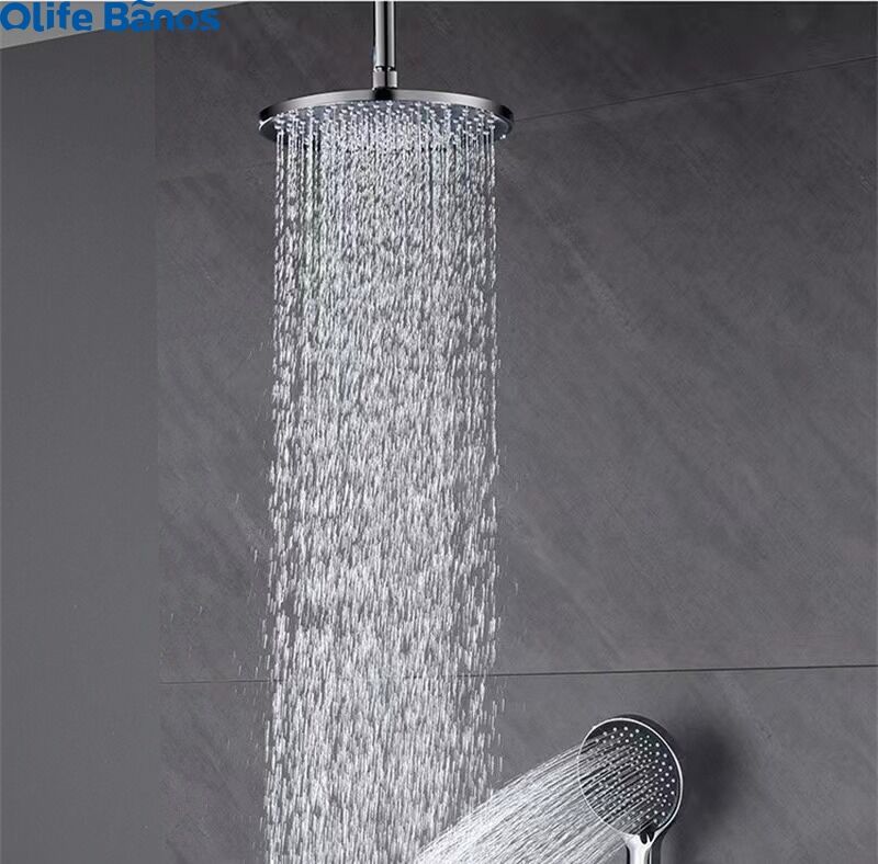 2023 Hot Sale Wall-in Chrome Black Bathroom Brass Shower Faucet White  Luxury 2 Functions Round Rainfall  Shower Head