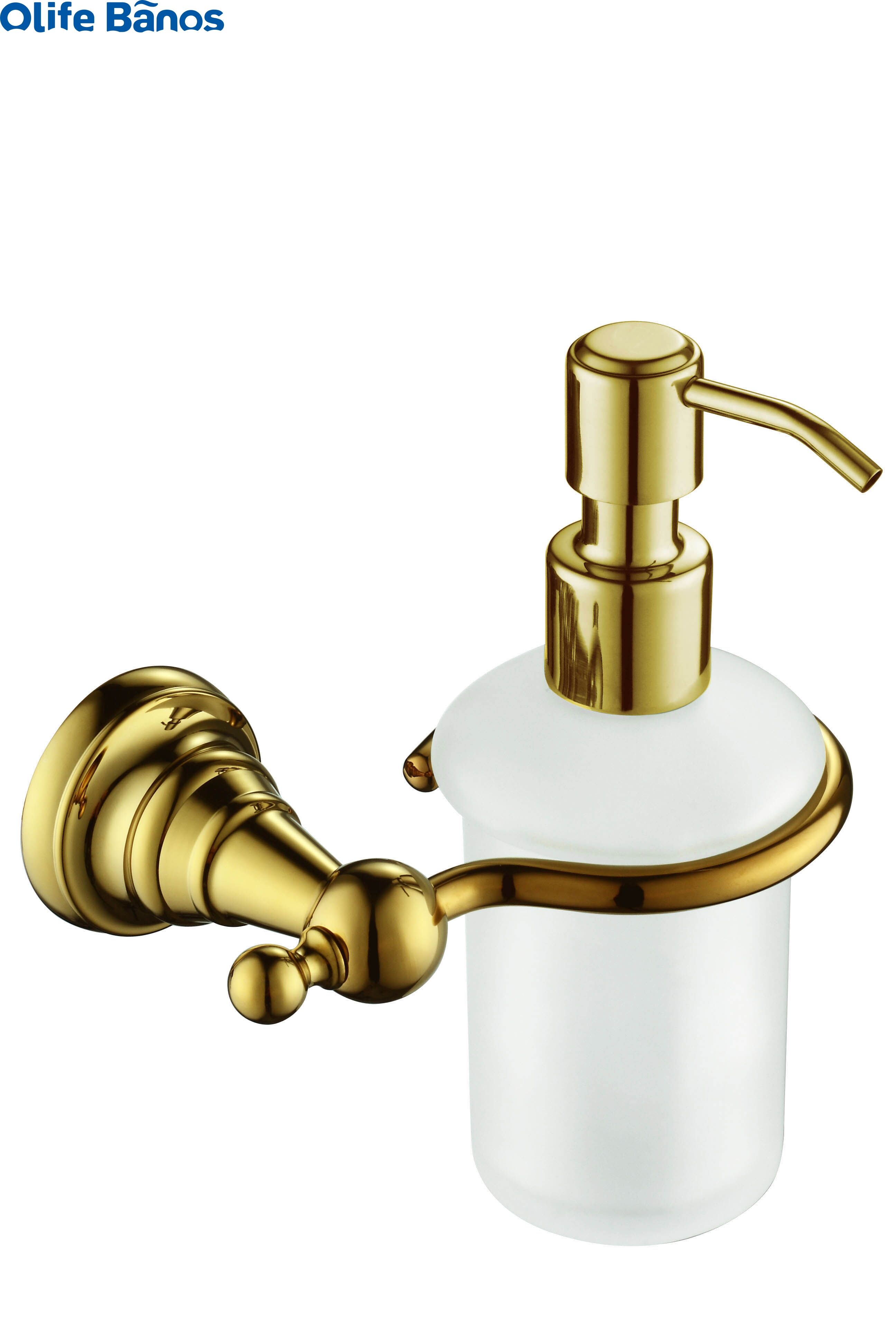 Olife banos luxury vintage bronze single double glass shelf soap dispenser holder tumbler holder bathroom fittings supplier