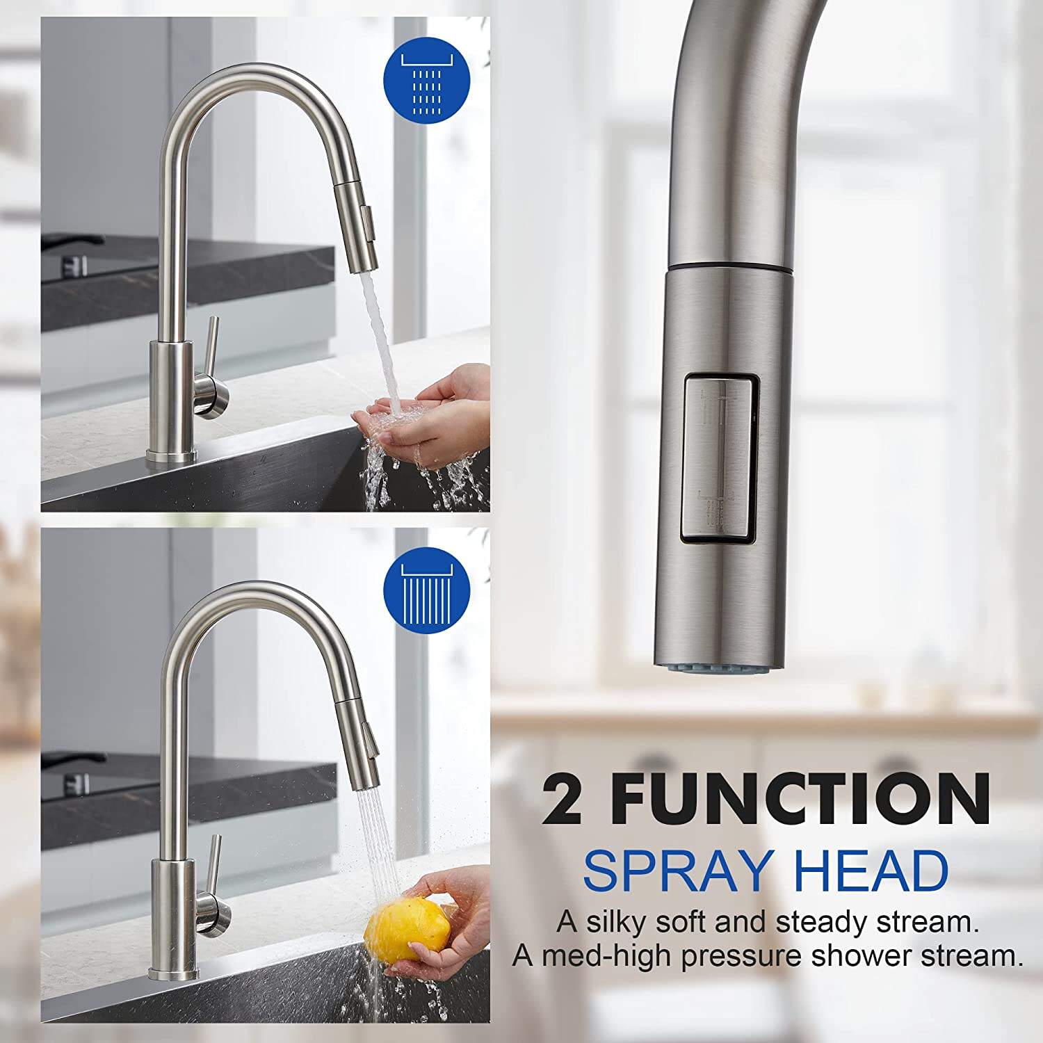 Gold Kitchen Tap with Pull-Down Sprayer Modern Stainless Steel Single Handle Pull Out Kitchen Mixer Tap supplier