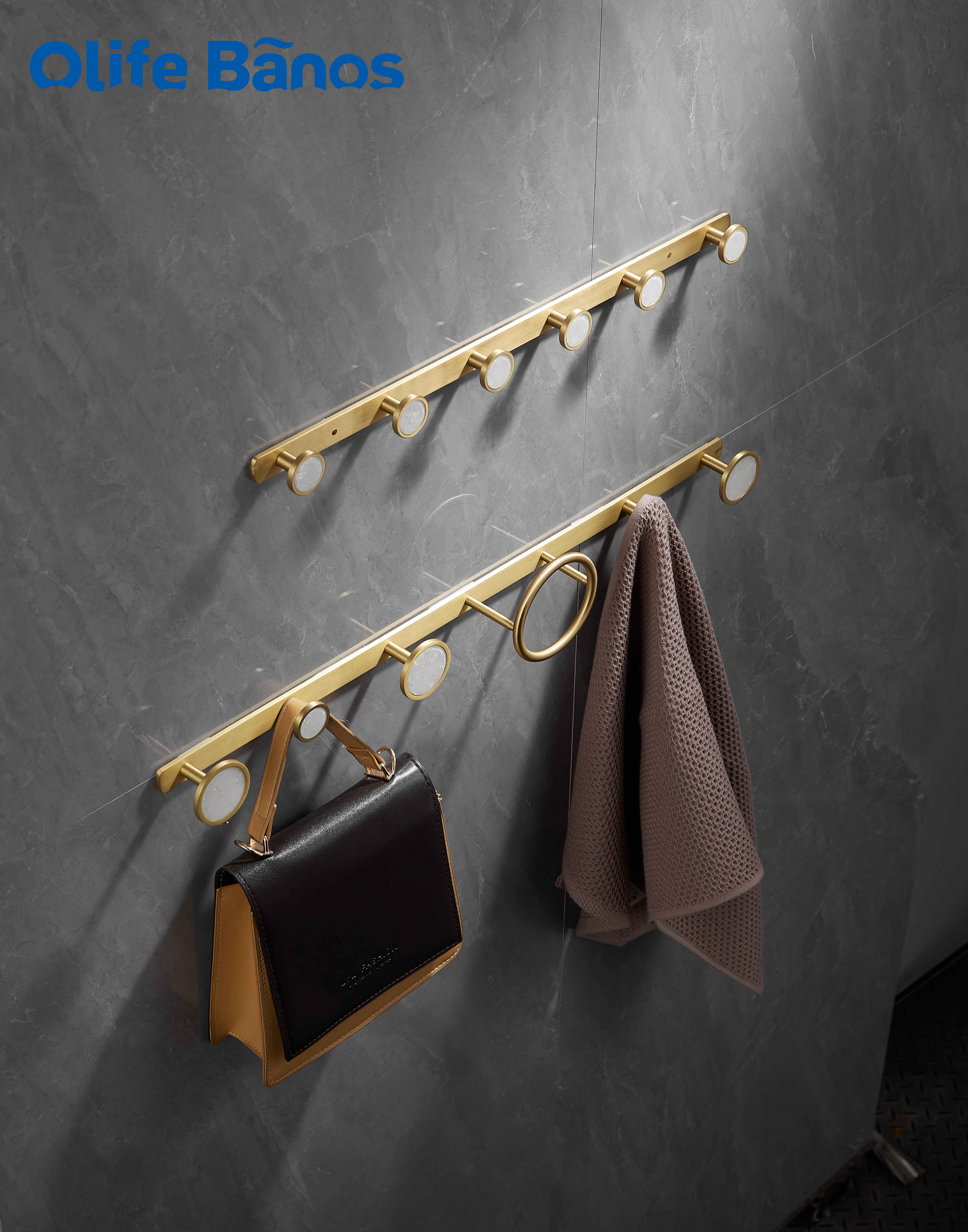 Luxury Gold Wall Mounted Brass Hooks Coat Towel Hook Rail Hanger for Hanging Clothes Hat Purse Robes in Bathroom details