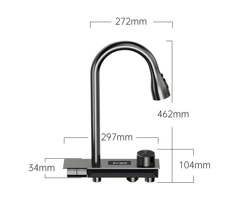 Digital Display Multifunction Water fall Faucet Sink Kitchen Stainless Steel Single Bowl With Knife Holder factory