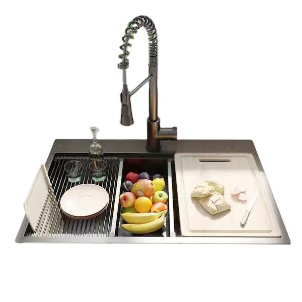 Olife Banos Customized  SUS304 Stainless Steel Handmade Single Bowl Kitchen Farm Sink Set