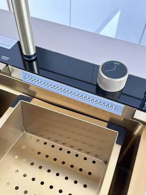 Tiktok  Trend Golden Tap Black Sink Nano SUS 304  Automatic Cup Washer Piano Digital Display Two Waterfall Faucet Kitchen Sinks details