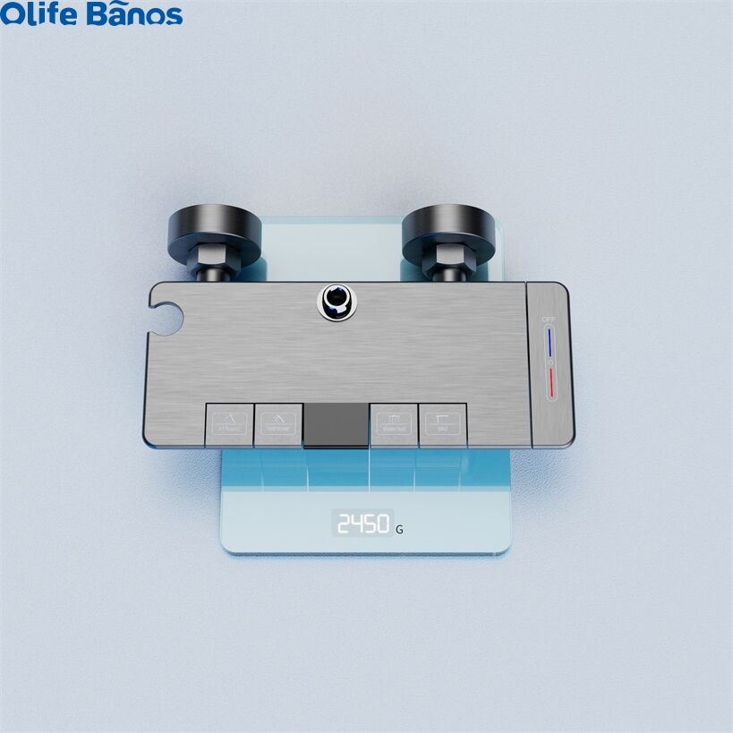 2023 Brushed gun copper constant temperature digital display shower piano key button bathroom  shower set supplier