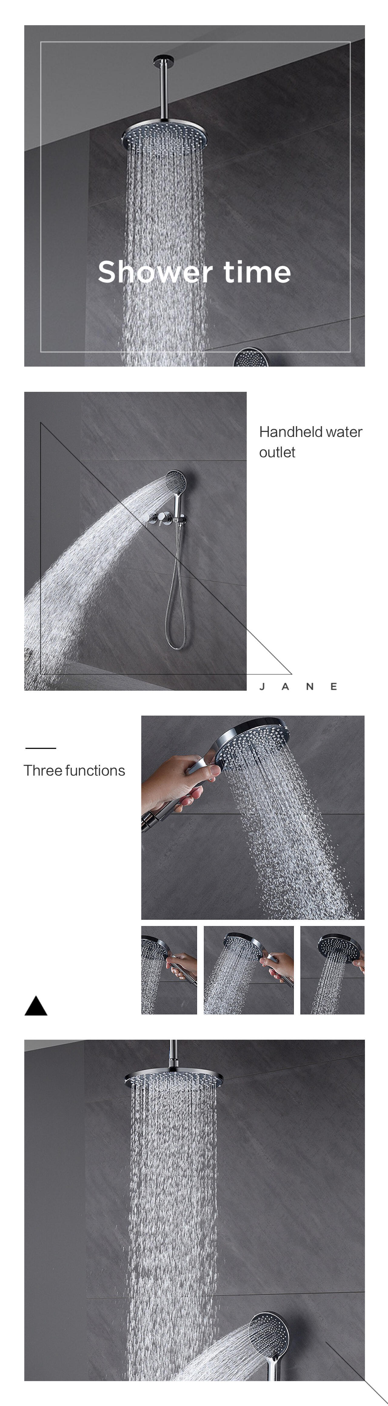 2023 Hot Sale Wall-in Chrome Black Bathroom Brass Shower Faucet White  Luxury 2 Functions Round Rainfall  Shower Head factory