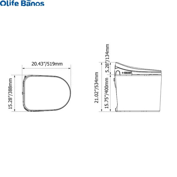 Olife Banos Small Size Smart Toilet One-Piece Elongated Floor Mounted Automatic Toilet Self-Clean details