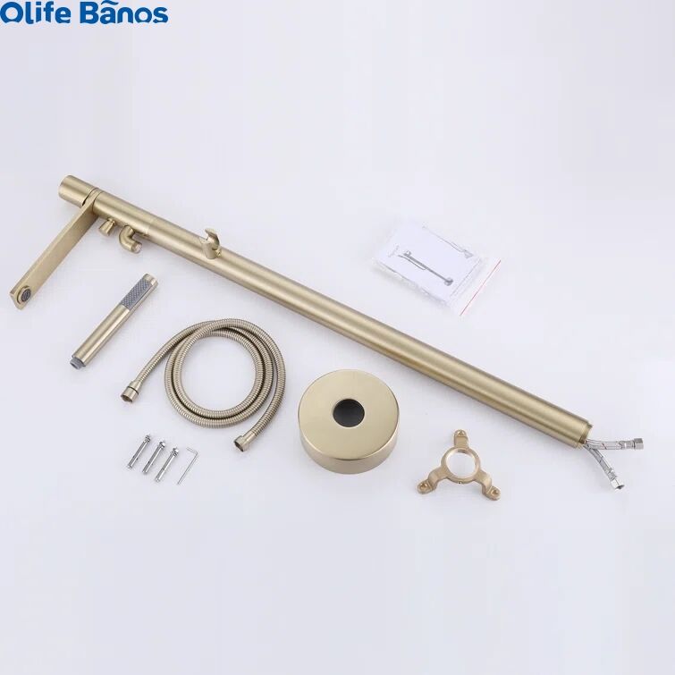 Freestanding Bathtub Faucet Brushed Gold Black Floor Mount Faucets Brass Single Handle with Hand Shower factory