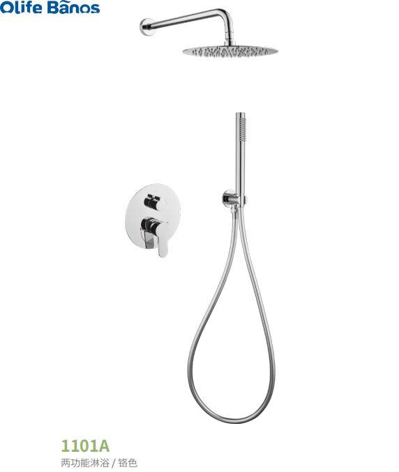 Round Top Shower Head  Bathroom Brass Shower Faucet Chrome Rotary Swithe Concealed Bath Shower Set