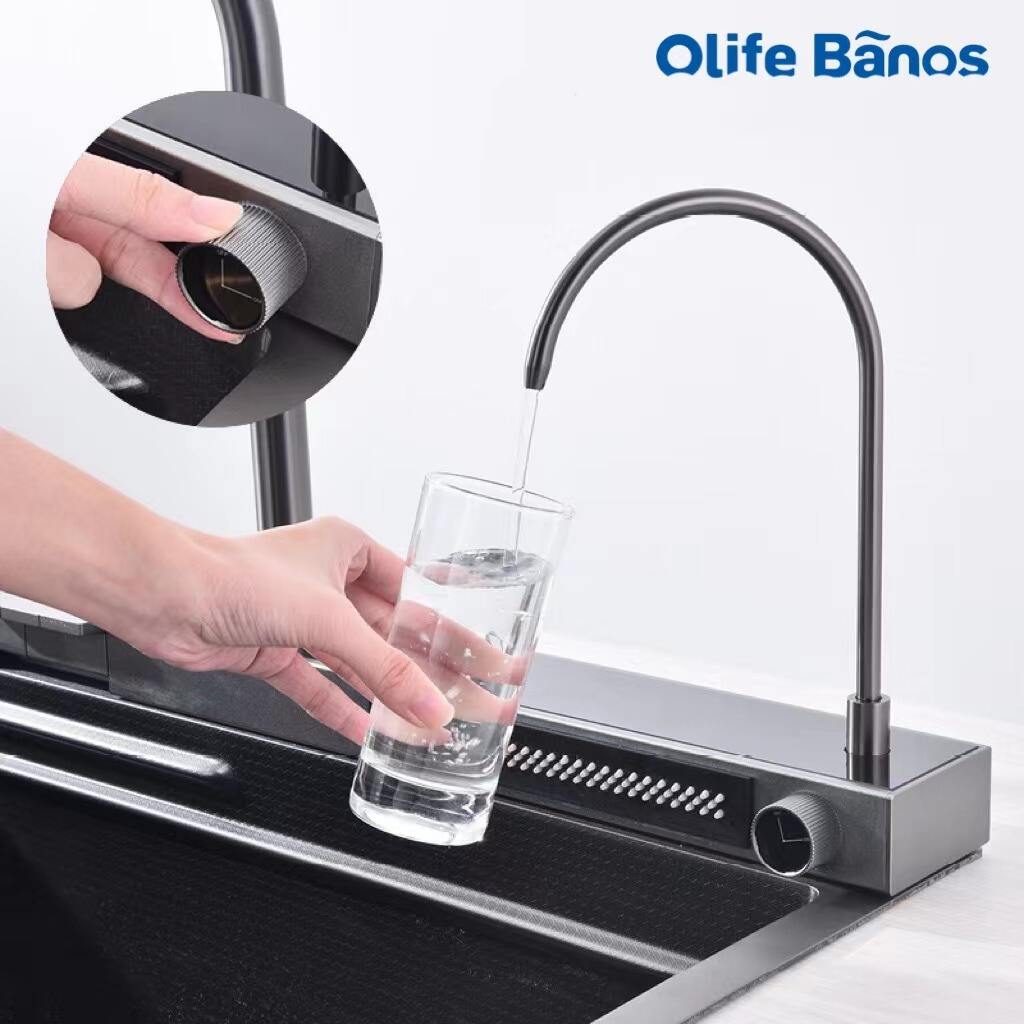 White One Piece  Waterfall Faucet 304 Stainless Steel Large Single Slot Bionic Honeycomb Black Wash Basin Kitchen Sink supplier