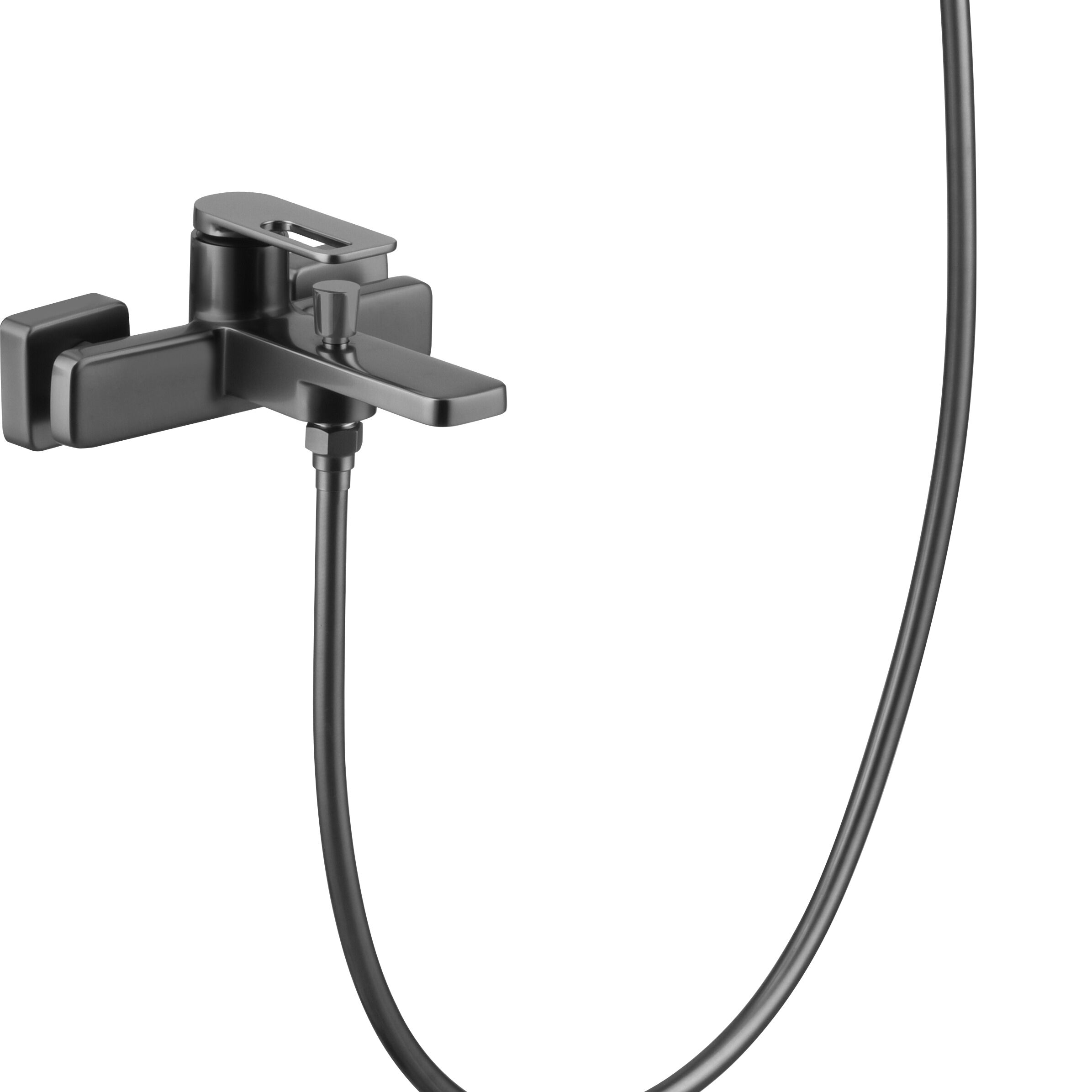 Hot Sell Square Thermostatic 3-Function Sliding Bar Brass Bathtub Faucet Gun Metal Grey Shower Set