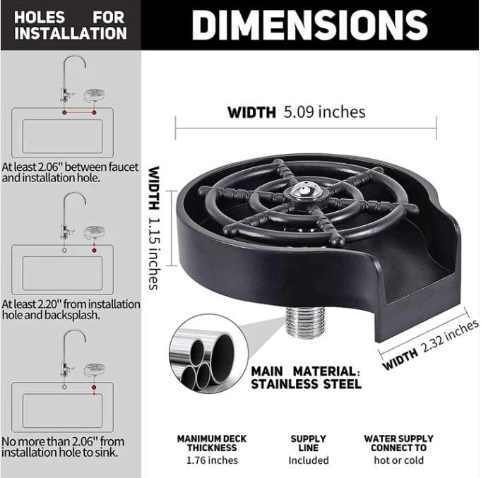Bar Glass Rinser Coffee Pitcher Wash Cup Tool Kitchen Sink Faucet Glass Rinser Automatic Cup Washer manufacture
