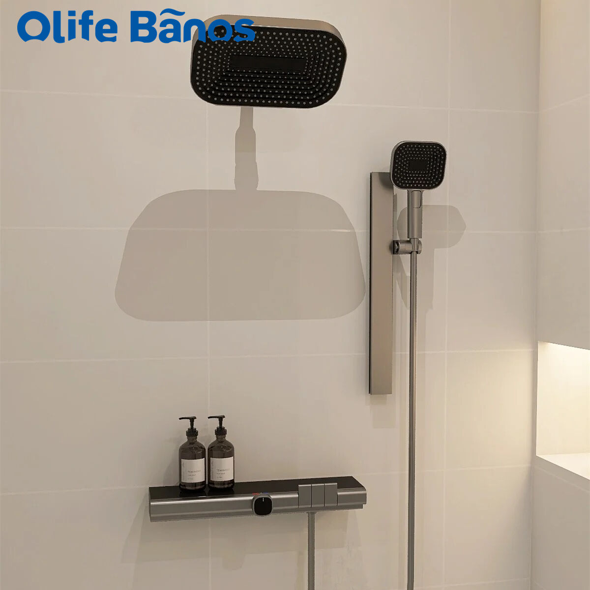 Brass Modern White Digital Temperature LED Display Concealed Wall Mounted Bathroom Rainfall Waterfall Shower head System Set supplier