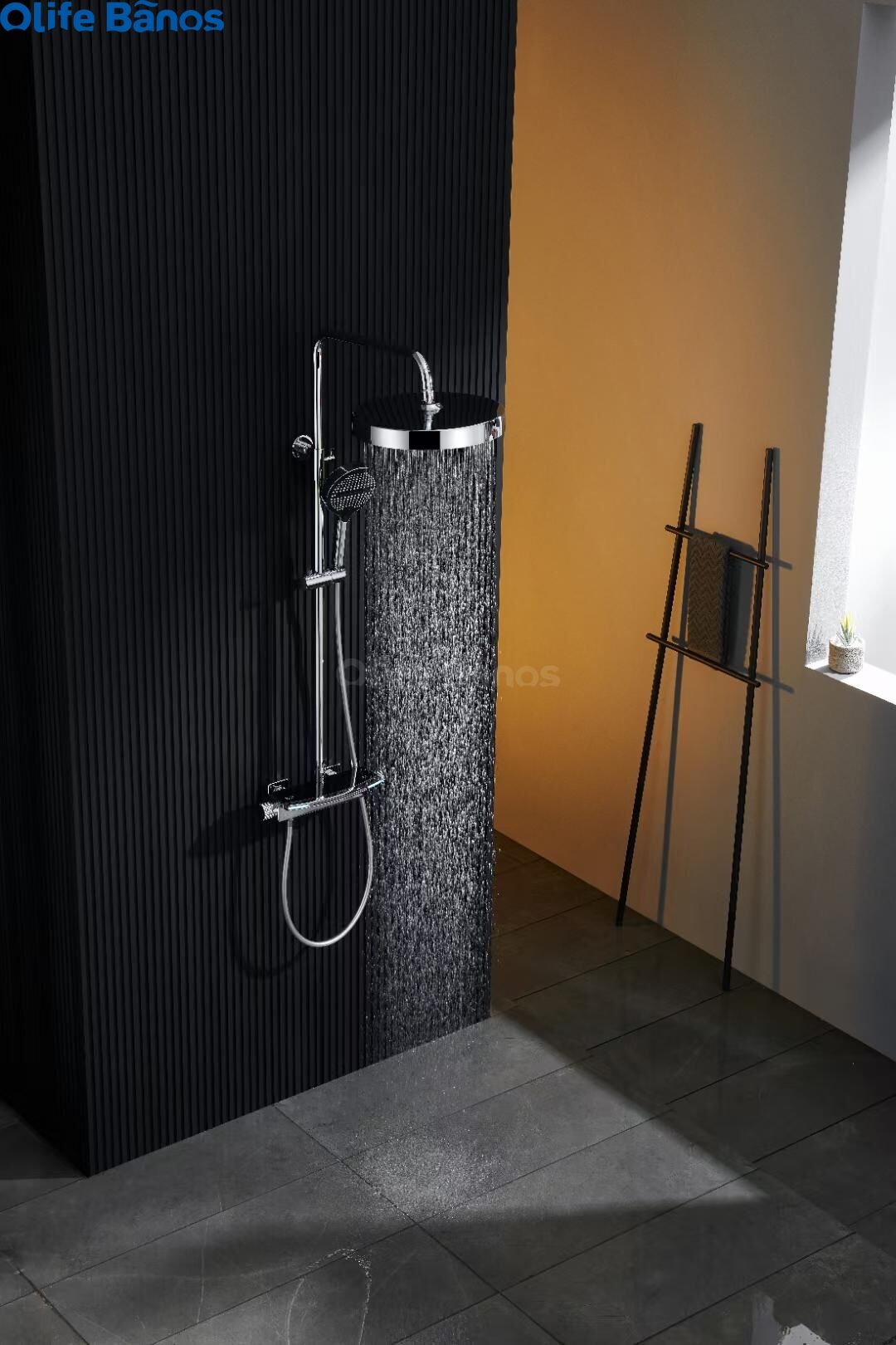 Olife Banos Grey Piano Button Chrome Brass Hot and Cold Ambient Light Bathroom Digital Display r System Sets Rainfall Shower Set details