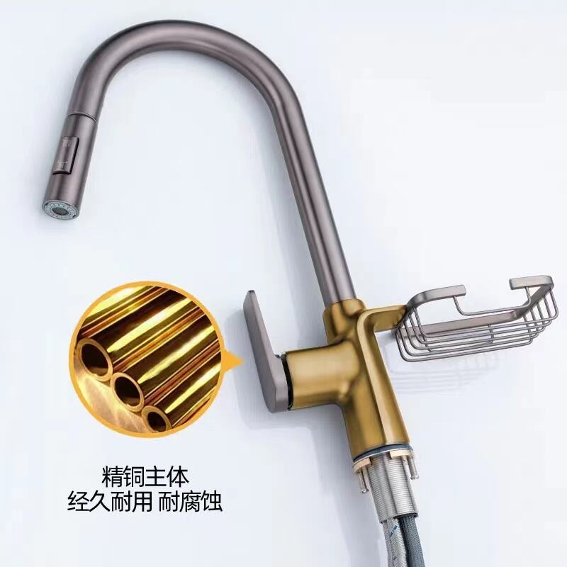 Brass Hot And Cold  Sink Taps Lead Free 360 Degree Pull Out Kitchen  Mixer With Basket For Home factory