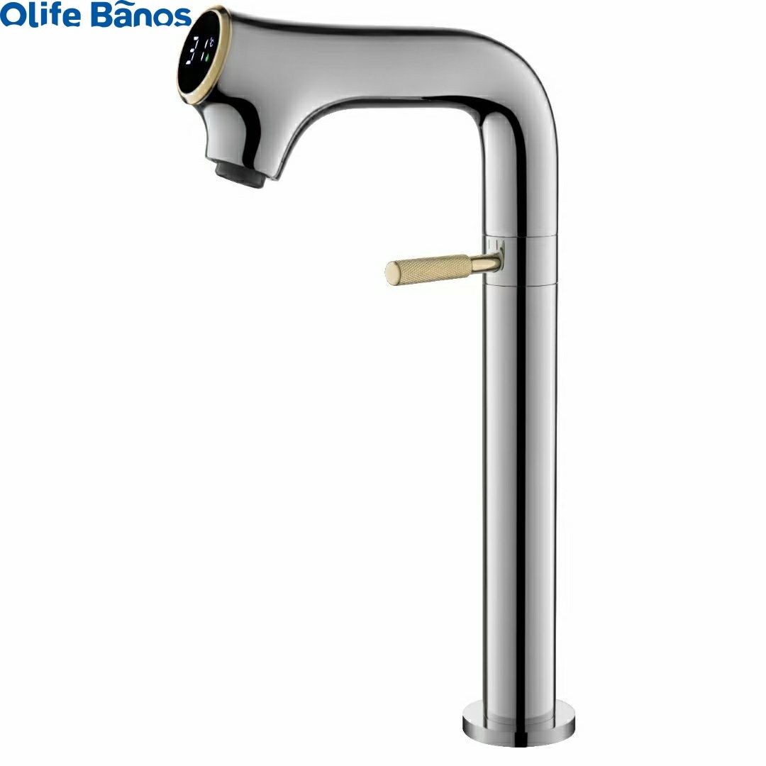 Olifebanos gunmetal white black black digital  basin mixer lavatory faucets  deck mounted LED display tap mixer manufacture