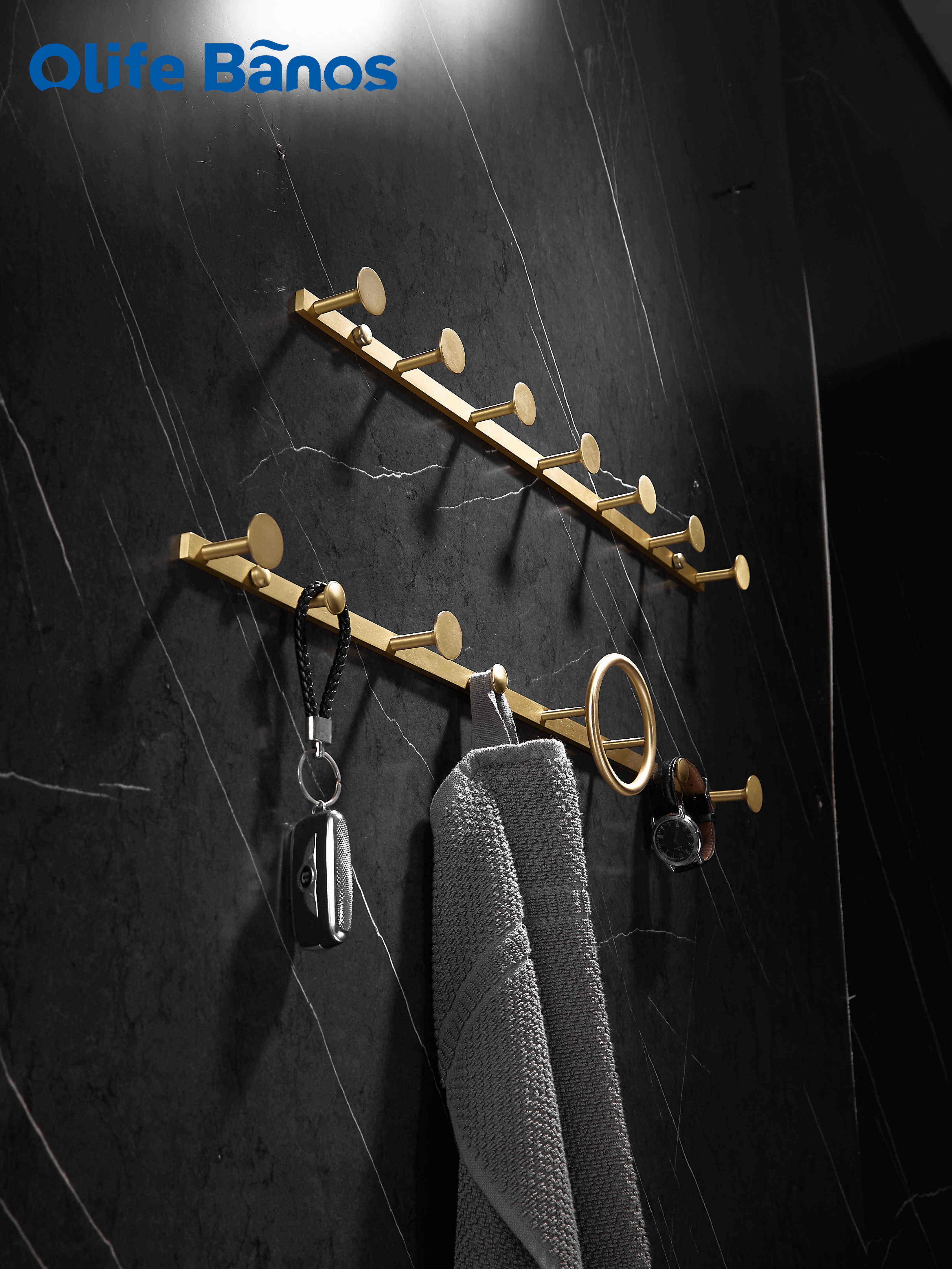 Luxury Gold Wall Mounted Brass Hooks Coat Towel Hook Rail Hanger for Hanging Clothes Hat Purse Robes in Bathroom details