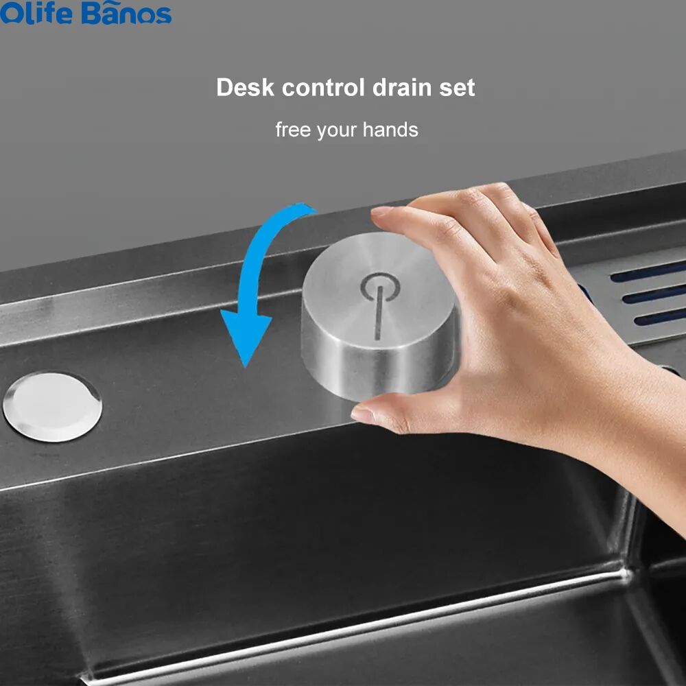 Olife Banos 32 Inch Black Drop-in 304 Stainless Steel  Kitchen Sink Workstation With High-pressure Cup Washer Stainless Steel factory