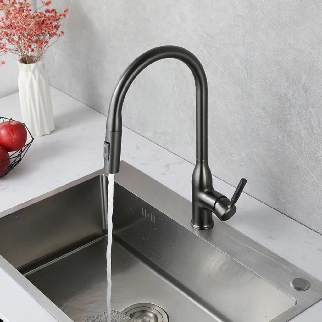 Modern Hot Healthy Sink Mixer Pull Down Brushed  Gun  Metal Kitchen Faucet Pull Mixer Sink Tap factory