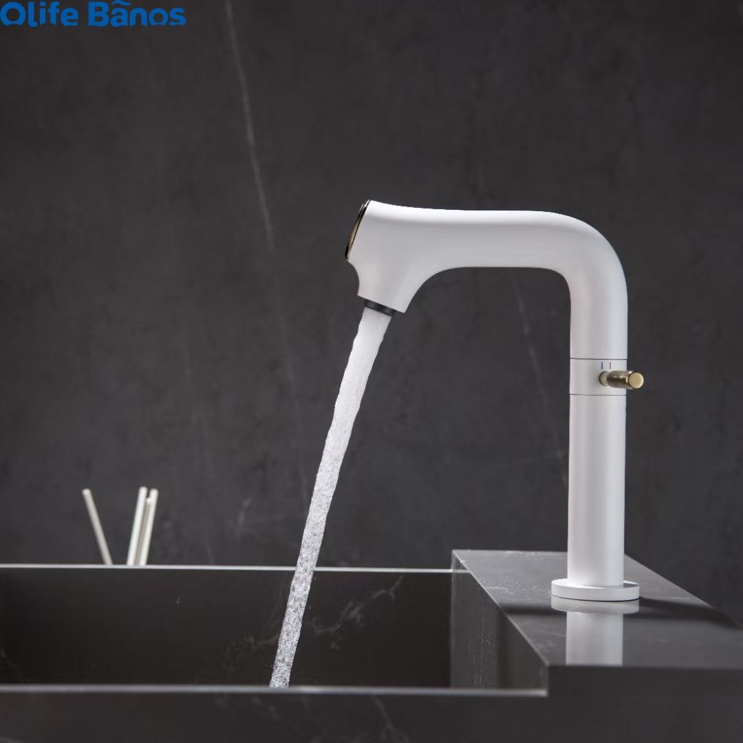 Olifebanos gunmetal white black black digital  basin mixer lavatory faucets  deck mounted LED display tap mixer manufacture