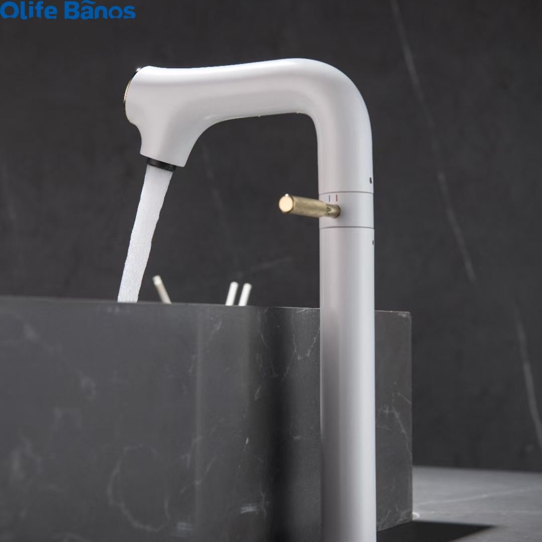 Olifebanos gunmetal white black black digital  basin mixer lavatory faucets  deck mounted LED display tap mixer factory